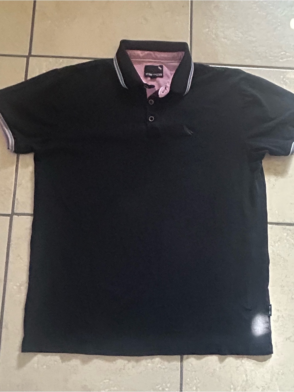 Men's Black Polo with Pink Trim - Classic Casual Style